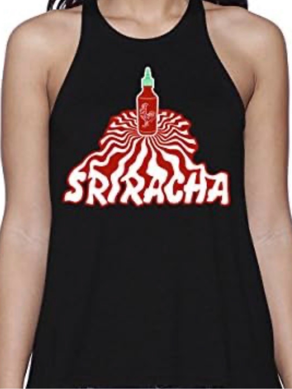 Ripple Junction Black Warped Sriracha Swirled Graphic Tank Top M Medium